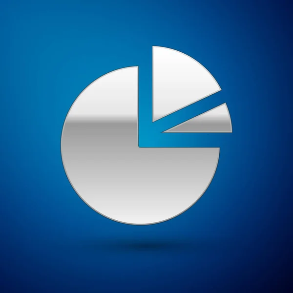 Ícone Infográfico Gráfico Torta Prata Isolado Fundo Azul Diagrama Gráfico — Vetor de Stock