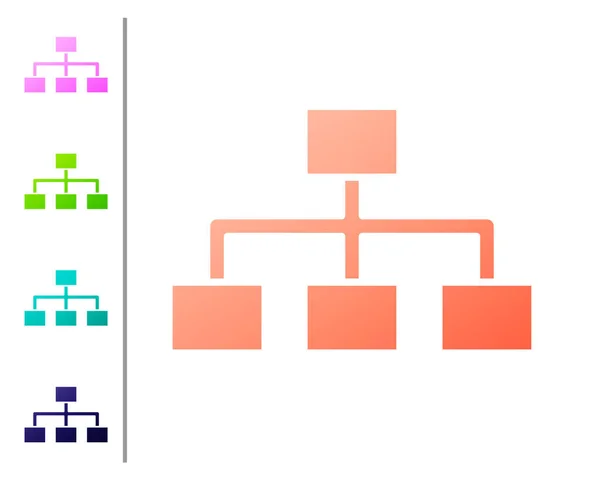 Coral Hierarquia Negócios Organograma Gráfico Infográficos Ícone Isolado Fundo Branco — Vetor de Stock