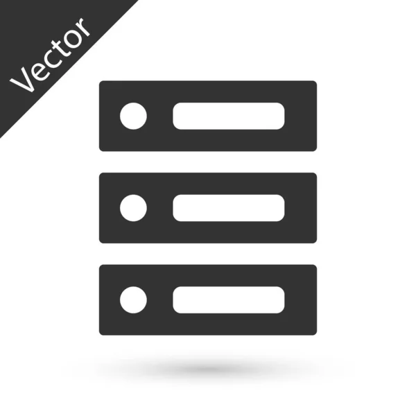 Grey Server Data Web Hosting Ícone Isolado Fundo Branco Ilustração — Vetor de Stock