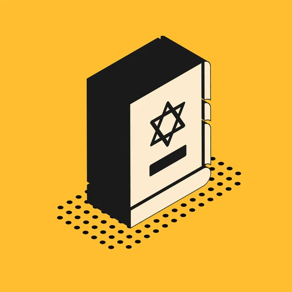 Isometric Jewish Torah Book Icon Isolated Yellow Background Cover Bible — Stock Vector