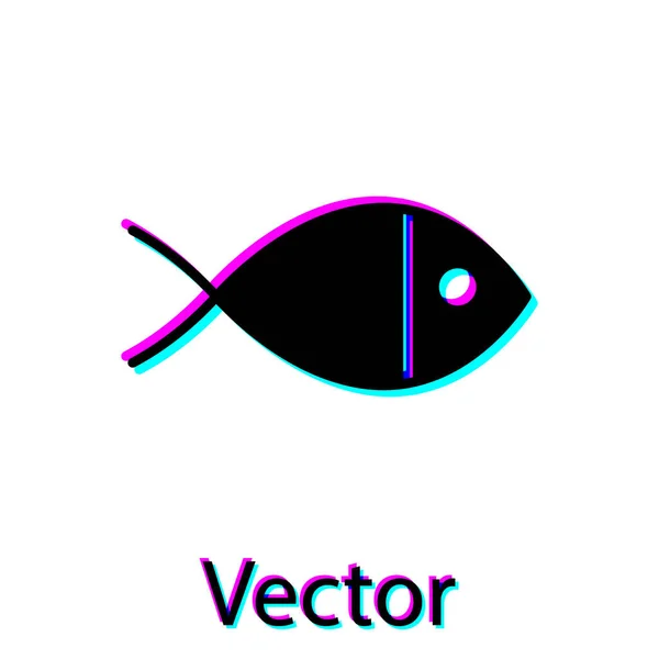 Svart Kristen Fisk Symbol Ikon Isolerad Vit Bakgrund Jesus Fisksymbol — Stock vektor
