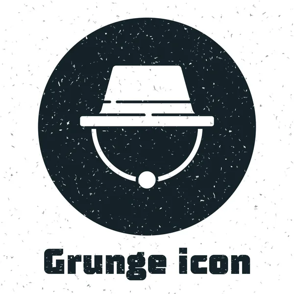 Grunge Icône Chapeau Camping Isolé Sur Fond Blanc Chapeau Plage — Image vectorielle