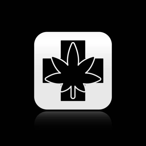 Schwarzes Medizinisches Marihuana Oder Cannabisblatt Symbol Isoliert Auf Schwarzem Hintergrund — Stockvektor