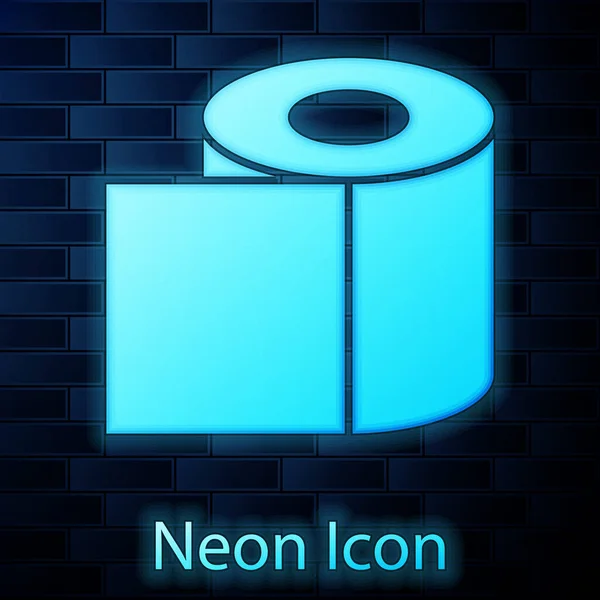 Leuchtende Neon Toilettenpapierrolle Symbol Isoliert Auf Backsteinwand Hintergrund Vektorillustration — Stockvektor