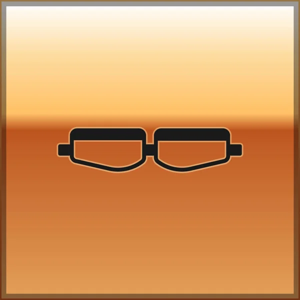 Fekete Biztonsági Szemüveg Ikon Elszigetelt Arany Háttér Vektorillusztráció — Stock Vector