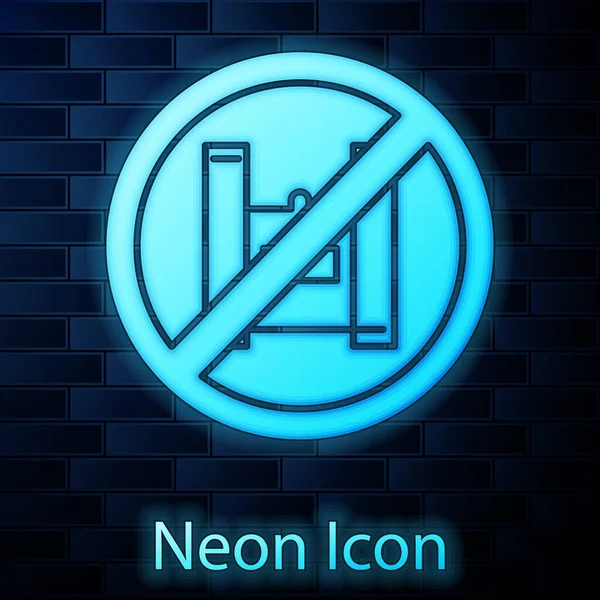 Glödande Neon Säg Nej Till Plastpåsar Affisch Ikon Isolerad Tegelvägg — Stock vektor