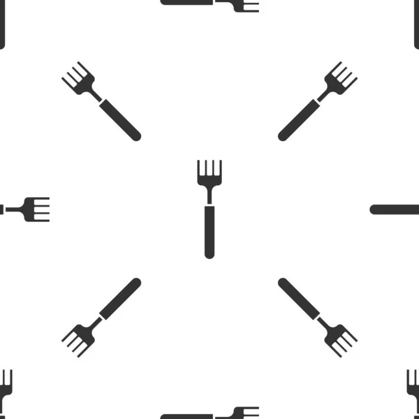 Иконка Grey Fork Изолирована Бесшовным Рисунком Белом Фоне Символ Столовых — стоковый вектор