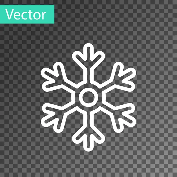 Línea Blanca Icono Copo Nieve Aislado Sobre Fondo Transparente Ilustración — Vector de stock