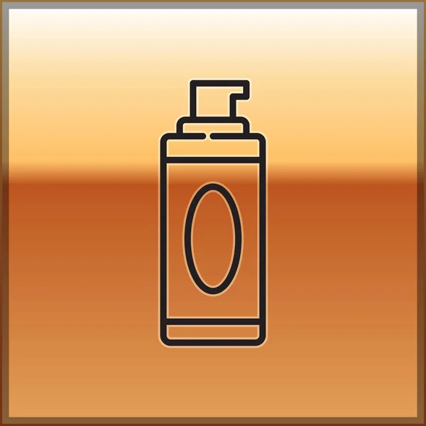 Black Line Shaving Gel Foam Icon Isolated Gold Background Shaving — Stock Vector
