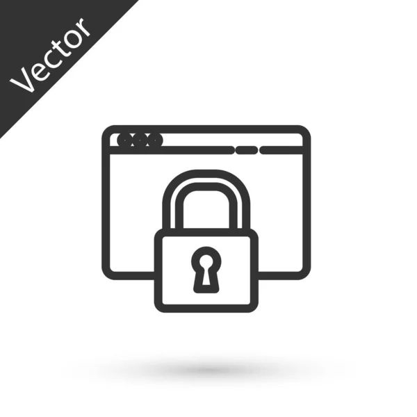 Línea Gris Asegure Sitio Con Https Icono Ssl Aislado Sobre — Vector de stock