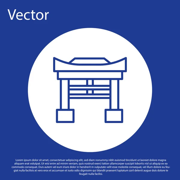 Línea Azul Icono Japan Gate Aislado Sobre Fondo Azul Señal — Vector de stock