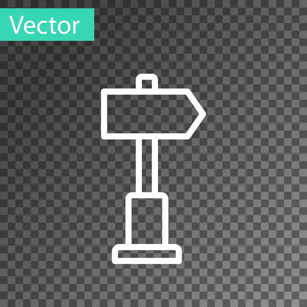 Linha Branca Sinal Trânsito Rodoviário Ícone Signpost Isolado Fundo Transparente — Vetor de Stock