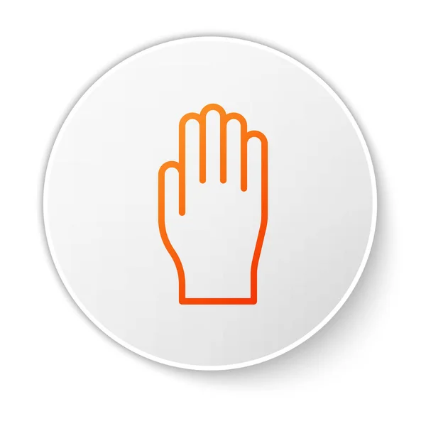 Oranžová Linka Lékařské Gumové Rukavice Ikona Izolované Bílém Pozadí Ochranné — Stockový vektor