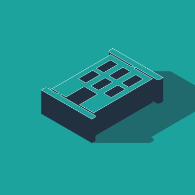 Isometric House simgesi yeşil arka planda izole edildi. Ev sembolü. Vektör.