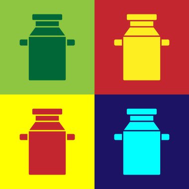 Süt ikonu için pop sanat kutusu renkli arka planda izole edilmiş. Vektör.