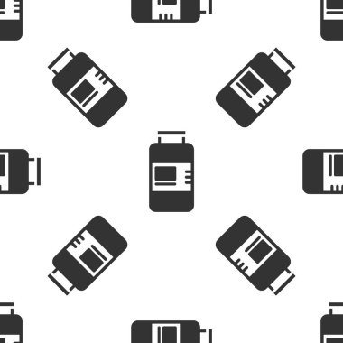 Gri Kolajen serumu ve vitamin ikonu beyaz arka planda izole edilmiş kusursuz desen. Yüz bakımı esansı cilt bakımı kozmetiği. Vektör.