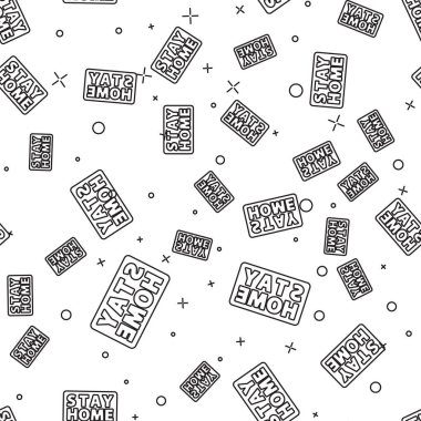 Siyah çizgi Beyaz arka planda izole edilmiş ev simgesi kal. Corona virüsü 2019-nCoV. Vektör..