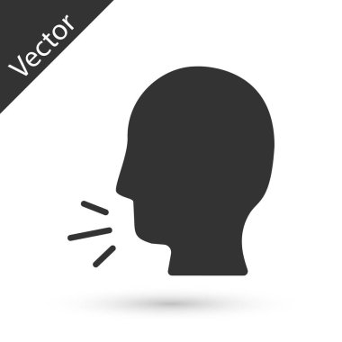 Gri Adam öksürük ikonu beyaz arka planda izole edildi. Viral enfeksiyon, grip, grip, soğuk algınlığı semptomları. Tüberküloz, kabakulak, boğmaca. Vektör...