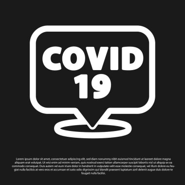 Siyah Corona virüsü 2019-nCoV kara arka planda izole edilmiş konum simgesi üzerinde. Bakteri ve mikroplar, hücre kanseri, mikrop, mantar. Vektör..