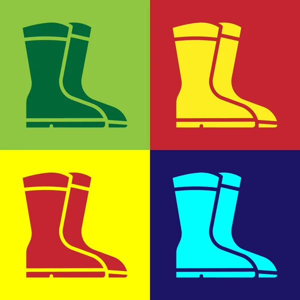 Pop Art Fishing Boots Icon Isolated Color Background Waterproof Rubber — Stock Vector