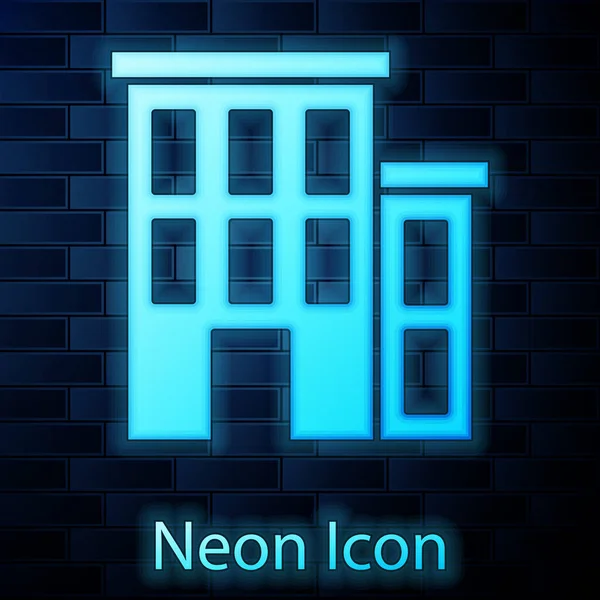Leuchtende Neon House Ikone Isoliert Auf Backsteinwand Hintergrund Heimatsymbol Vektor — Stockvektor