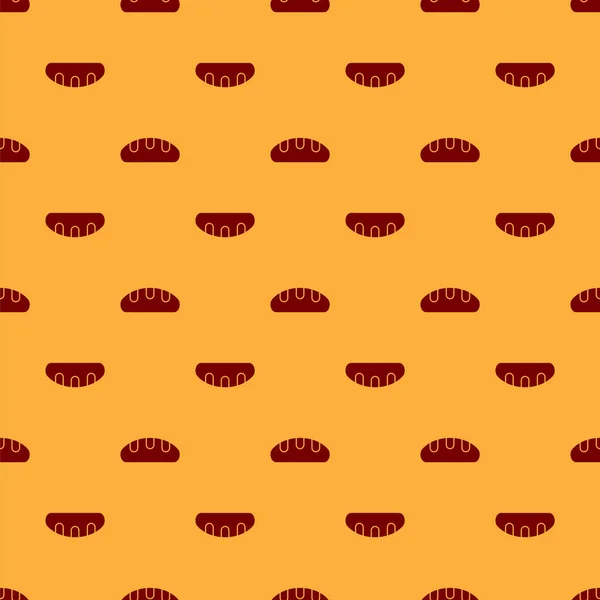 Червоний Хліб Значок Хліба Ізольований Безшовний Візерунок Коричневому Фоні Векторні — стоковий вектор