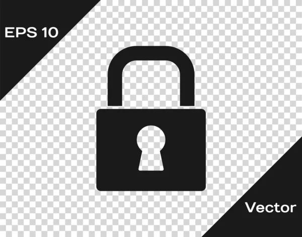 Black Lock Symbol Isoliert Auf Transparentem Hintergrund Vorhängeschloss Sicherheit Sicherheit — Stockvektor