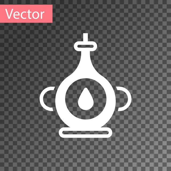 Weißes Symbol Der Ölflasche Isoliert Auf Transparentem Hintergrund Vektor — Stockvektor