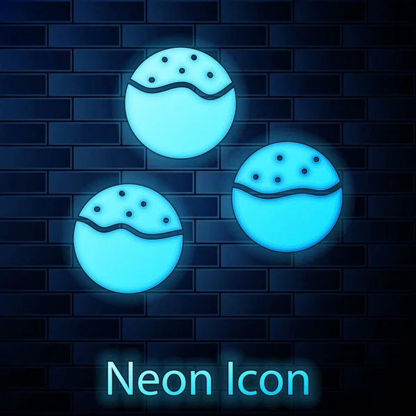 Glowing Neon Takoyaki Icon Isolated Brick Wall Background Japanese Street — Stock Vector