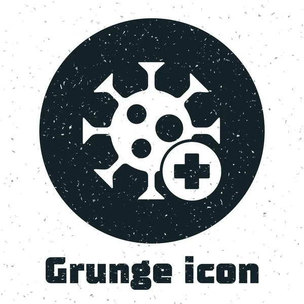 Grunge Positives Virus Symbol Isoliert Auf Weißem Hintergrund Coronavirus 2019 — Stockvektor