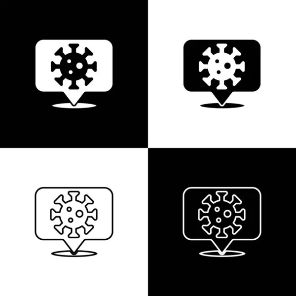 Set Corona Virus 2019 Ncov Location Icon Isolated Black White — Stock Vector