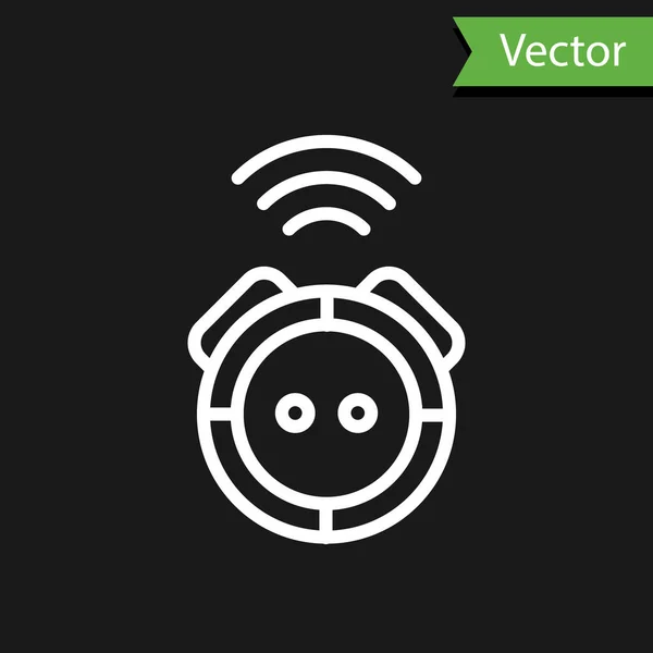 Línea Blanca Robot Icono Aspiradora Aislado Sobre Fondo Negro Electrodomésticos — Vector de stock