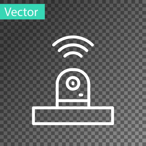 Weiße Linie Smart Überwachungskamera Symbol Isoliert Auf Transparentem Hintergrund Konzept — Stockvektor