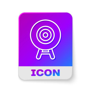 Beyaz çizgi hedef spor simgesi beyaz arkaplanda izole edildi. Atış mesafesi ya da atış mesafesi için sayıları olan temiz bir hedef. Dikdörtgen renk düğmesi. Vektör.