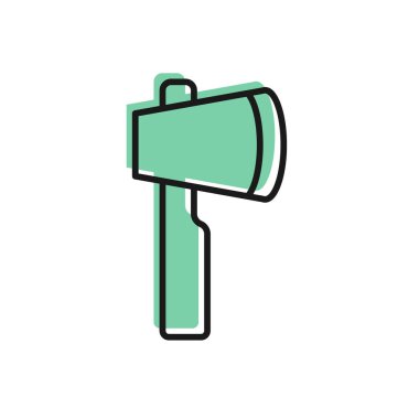 Siyah çizgi tahta balta simgesi beyaz arkaplanda izole edildi. Oduncu baltası. Vektör.