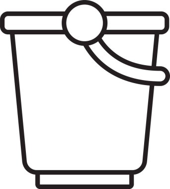 Beyaz arkaplanda siyah çizgi Bucket simgesi izole edildi. Vektör.