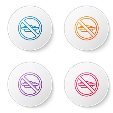 Renk çizgisi Besin beyaz arka planda izole edilmiş bir diyet simgesi yok. Açlığı iyileştirmek. Simgeleri daire düğmelerine ayır. Vektör.