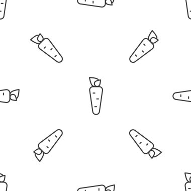 Gri çizgi havuç ikonu beyaz arka planda izole edilmiş pürüzsüz desen. Vektör.