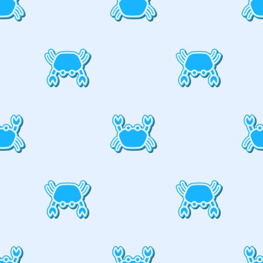 Mavi çizgi Yengeç simgesi gri arkaplanda pürüzsüz desen izole etti. Vektör..