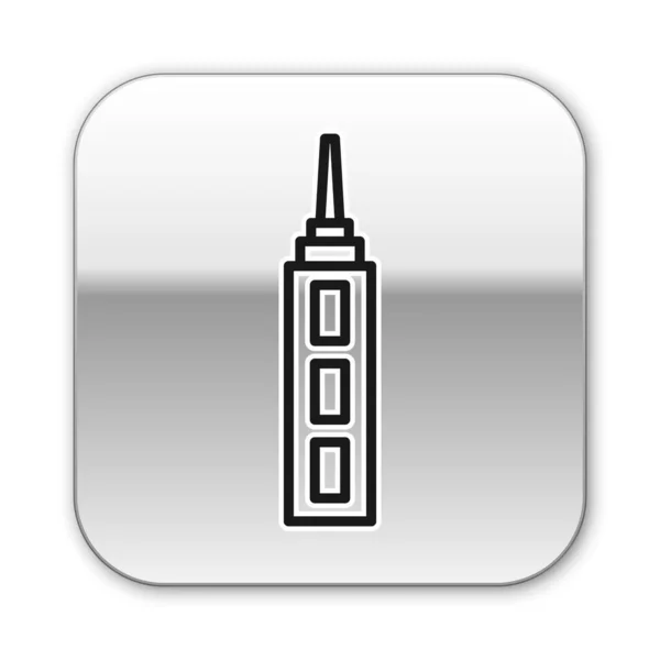 Schwarze Linie Skyscraper Symbol Isoliert Auf Weißem Hintergrund Metropolis Architektur — Stockvektor