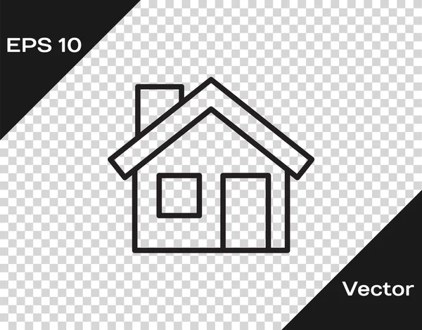 Ligne Noire Icône Maison Isolée Sur Fond Transparent Symbole Domestique — Image vectorielle