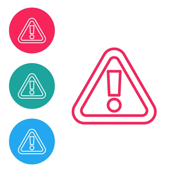 Rote Linie Ausrufezeichen Dreieck Symbol Isoliert Auf Weißem Hintergrund Gefahrenwarnschild — Stockvektor