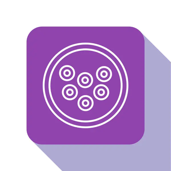 白い背景に隔離されたプレートアイコン上の白い線キャビア 紫の四角形のボタン ベクトル — ストックベクタ