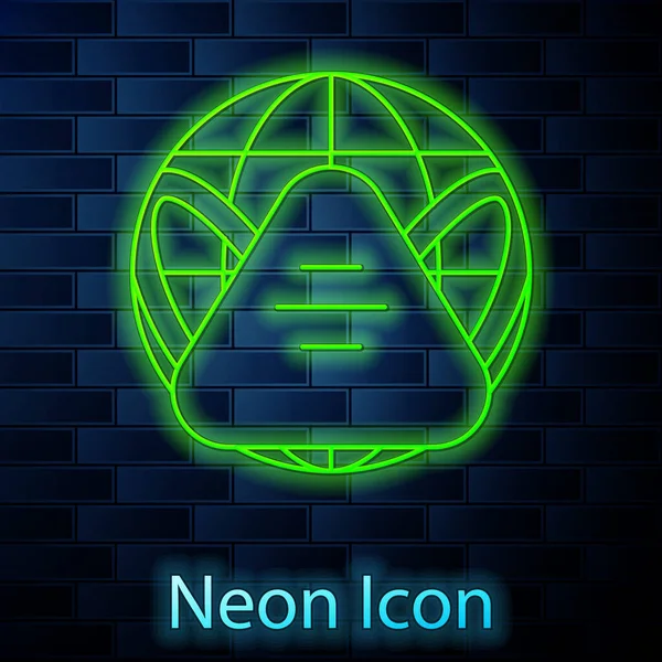 Gloeiende Neon Lijn Aarde Bol Met Medisch Masker Pictogram Geïsoleerd — Stockvector