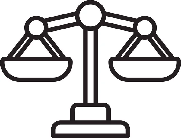 Fekete Vonal Scales Justice Ikon Elszigetelt Fehér Háttérrel Bíróság Szimbóluma — Stock Vector