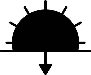 Siyah Günbatımı simgesi beyaz arkaplanda izole edildi. Vektör İllüstrasyonu.