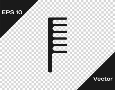 Siyah Hairbrush simgesi şeffaf arkaplanda izole edildi. Taraklı saç işareti. Berber sembolü. Vektör İllüstrasyonu.