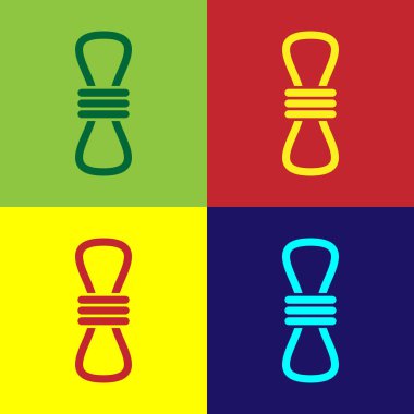 Pop sanatının dağcı halat simgesi renk arkaplanda izole. Olağanüstü bir spor. Spor malzemeleri. Vektör İllüstrasyonu.