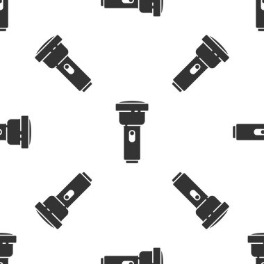 Gri El feneri simgesi beyaz arka planda izole edilmiş kusursuz desen. Vektör İllüstrasyonu.