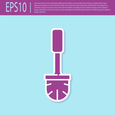 Retro mor tuvalet fırçası ikonu turkuaz arka planda izole edildi. Vektör İllüstrasyonu.